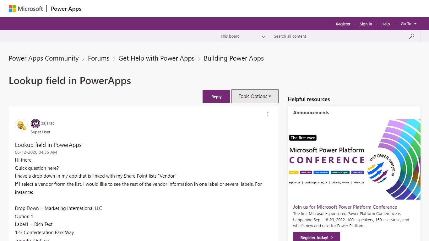 Solved: Lookup field in PowerApps - Power Platform Community